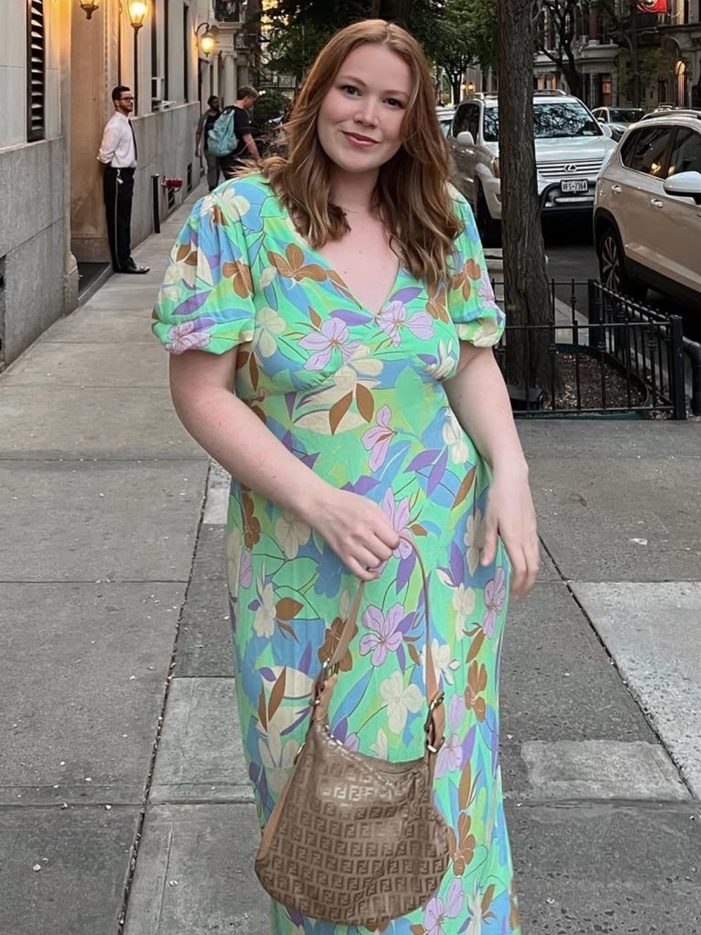 Sanctuary Mint Green Floral Maxi Dress with Puff Sleeves